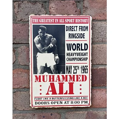 Image of BOXING,MUHAMMED ALI,SPORTS SIGN,HOME,GYM,RESTAURANT,GARAGE VINTAGE REAL RUSTY DECORATION SIGN