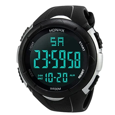 Image of HULKAY Mens Sports Digital Watches Outdoor Waterproof Sport Watch with Alarm/Timer, Big Face Military Wrist LED Backlight for Running Men(White,One Size)