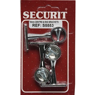 Image of Securit S5553 1 Centre &amp; 2 End Bracket Chrome 19mm
