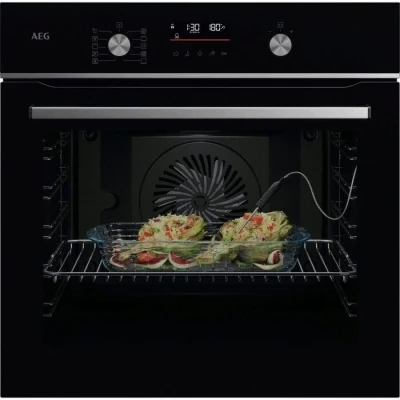 Image of AEG 5000 Series GA5PB501AB Surround Cook with Steam Bake Electric Single Built In Oven Retractable Dials Black