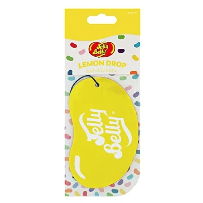 Image of Jelly Belly Car Air Freshener Lemon Drop 2D Hanging Freshener. Scent Lasts Up To 30 Days, Car, Home or Office. Genuine Fresheners for Women, Men and Kids