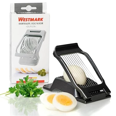 Image of Westmark Egg Slicer for Round Or Oval Slices, Individually Tensioned Stainless Steel Cutting Wires, Aluminium/Stainless Steel, Duplex, Anthracite, 1020226Z