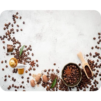 Image of Coffee Beans Glass Worktop Saver/Protector Kitchen Cutting Board by Pearl (50 x 40cm)