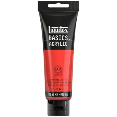 Image of LIQUITEX Basics Acrylic Paint, Cadmium Red Light Hue, 118 ml Tube