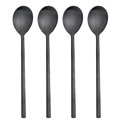 Image of AOOSY Spoons 4 Pieces Stainless Steel Korean 8.5 Inch Soup for Home Kitchen or Restaurant (Black)