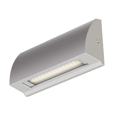 Image of ledscom.de LED Wall Light/Staircase Light SEGIN for Outdoors, IP54, Flat, Downlight, Grey matt, Angular, 3.8 W, 265lm, Warm White, downunder, Outdoor, Guiding Light, Wall, Passive Lighting