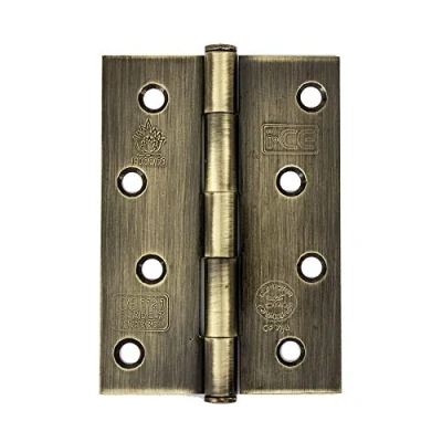 Image of Antique Brass Button Tip Butt Hinge 100mm CE7 Fire Rated (1 Pair)