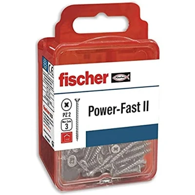 Image of fischer 560663 Tornillos FPF II Screw Box for Wood, Total Thread 3.0x30, Grey