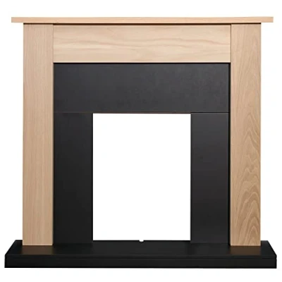 Image of Adam Southwold Fireplace in Oak &amp; Black, 43 Inch