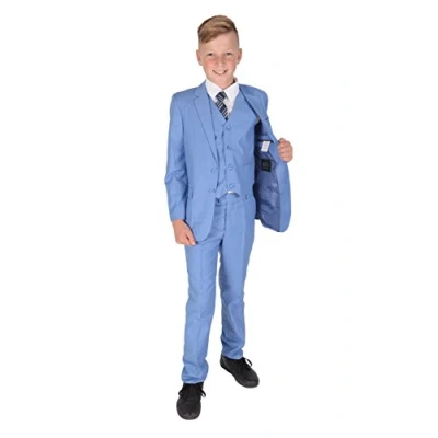 Image of Cinda 5 Piece Light Blue Boy Suits Boys Wedding Suit Page Party Prom 2 3 Years