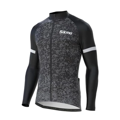 Image of SIKMA Men’s Cycling Jersey Full Sleeve Ideal For Winter Thermal Cold Wear roubaix Top Bike Racing Windproof Jacket (UK, Alpha, One Size, Regular, X Large, Grey)