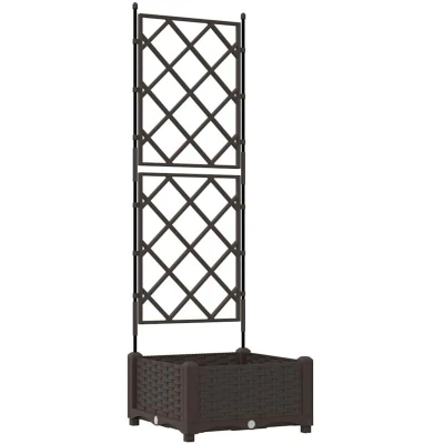 Image of vidaXL Garden Planter with Trellis Brown 40x40x125,5 cm