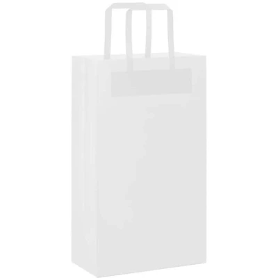Image of vidaXL Paper Bags 50 pcs with Handles White 21x11x36 cm