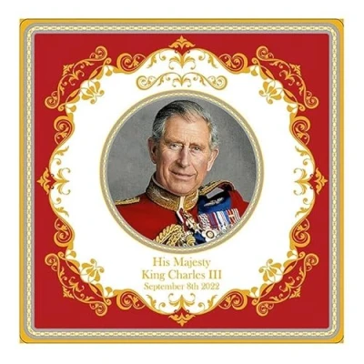 Image of Lesser &amp; Pavey King Charles III Coronation Ceramic Coaster 10cm