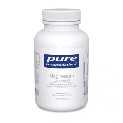 Image of Pure Encapsulations Magnesium (Glycinate) 120mg Bioavailable Chelate Tiredness and Fatigue Supplement 90 Capsules