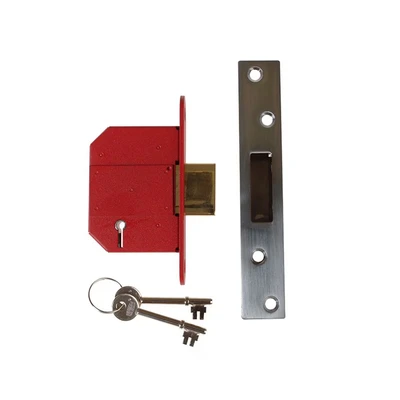 Image of Union Locks Strongbolt 2100S BS 5 Lever Mortice Deadlock 81mm Satin Chrome (Boxed)