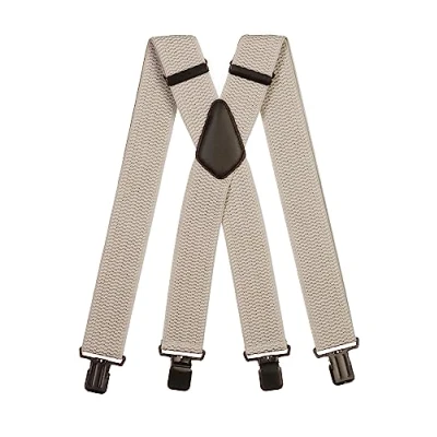 Image of Olata Men&#039;s Extra Wide X Shape Braces/Suspenders and Black Clips 5cm. Light Grey