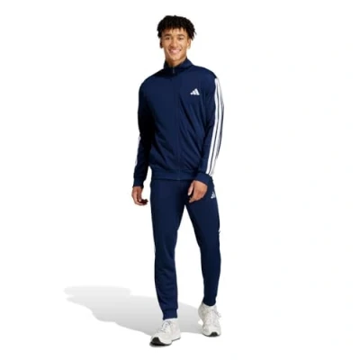 Image of adidas Men&#039;s SPORTSWEAR BASIC 3 STRIPES TRICOT TRACKSUIT Dark Blue, S Short