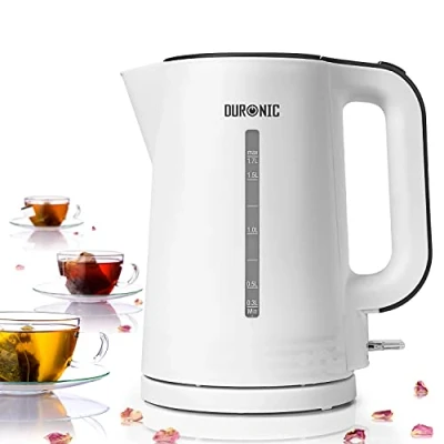 Image of Duronic Electric Kettle EK17 WE Cordless Kettles Hot Water Boiler Electrical Heating with Fast Boil Dry Protection Quiet Electronic Kitchen for Boiling Tea Coffee Chocolate Soup White