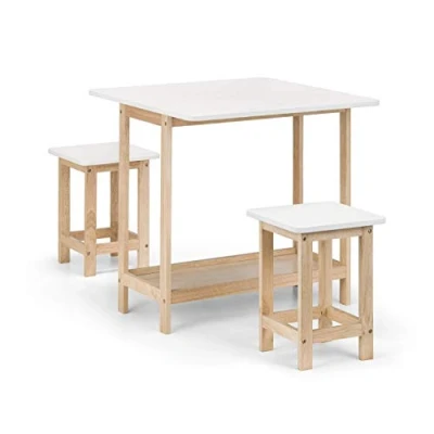 Image of Julian Bowen BAR Set, Solid Rubberwood And Mdf, White/Natural, Height: 77, Width: 86, Depth: 83cm