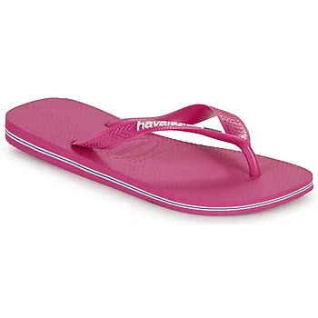 Image of Havaianas Unisex Brasil Logo Flip Flops, Rose Gum, 3/4 UK