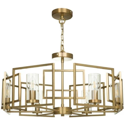 Image of Bowi Cylindrical Ceiling Pendant Lamp Gold, 6 Light, E14