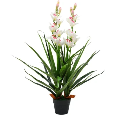 Image of vidaXL Artificial Cymbidium Orchid Plant with Pot 100 cm Green