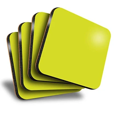 Image of Destination Vinyl ltd Great Coasters (Set of 4) Square Lime Green Colour Block Drink Glossy Coasters/Tabletop Protection for Any Table Type #45566