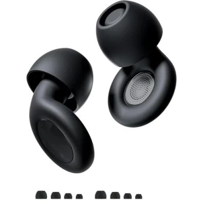 Image of Mldnld Ear Plugs for Noise Reduction Super Soft, Reusable Hearing Protection in Flexible Silicone Sleep, Sensitivity &amp; Flights 8 Tips XS/S/M/L27dB Cancelling(Black)