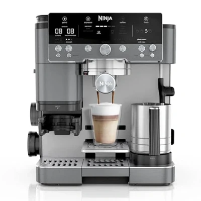 Image of Ninja Luxe Premier 3 in 1 Coffee Machine, Latte, Cappuccino, Cold Brew &amp; Espresso Maker With Built Bean Grinder Milk Frother, Easy to Use, 4 Automated Froth Presets, Gun Metal ES601UKGM