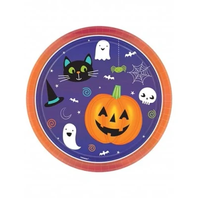 Image of Amscan 9907443 Halloween Friends Party Paper Plates 8 Pack