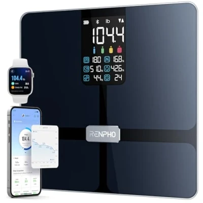 Image of RENPHO Smart Scale, Body Fat Scale with VA Display, Bluetooth for Weight and Percentage, BMI, Muscle &amp; Bone Mass, Apple Health Compatible, 400lb