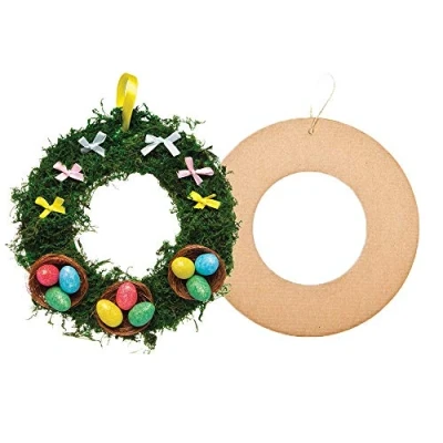 Image of Baker Ross AF903 Craft Wreaths Pack of 10, Wreath Making Kit, Great for Christmas Diy Supplies Autumn and Crafts Children,Brown,21cm