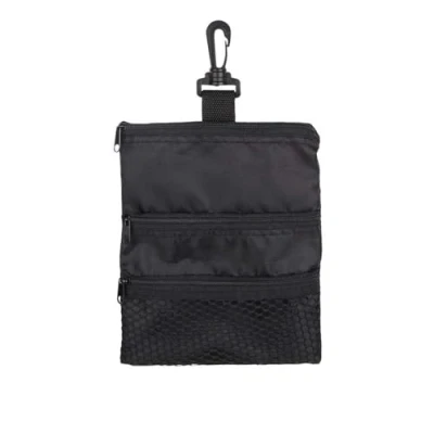Image of DEWIN Pouch Zippered Golf, Practice Ball Bag Golf Tee Storage Accessories Multi Pocket Black Zipper Handbag with Gear Clip Hook