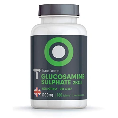 Image of Glucosamine Sulphate 1000mg 180 Tablets, 2KCl, Vegetarian, Vegan, 6 Month Supply, UK Made, by Transforme