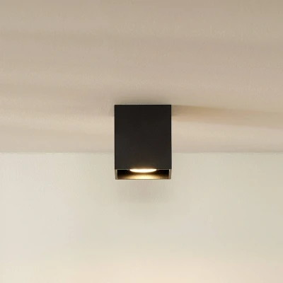 Image of Lucide Bodi downlight, angular, black, GU10, 1 bulb, aluminium