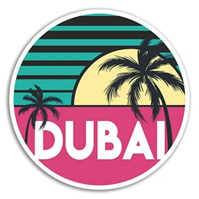 Image of 2 x 10cm Dubai Vinyl Stickers UAE Travel Sticker Laptop Luggage #18047 (10cm Wide)