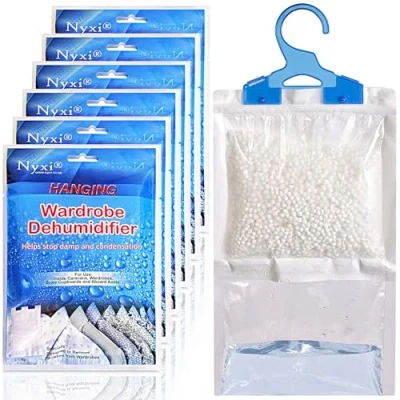 Image of Nyxi Set of 6 Hanging Interior Wardrobe Dehumidifier 230g Each Bag Ideal to stop damp &amp; condensation For Wardrobe, Home, Kitchen, Garage, Bedroom, Caravan, Office, Basement etc