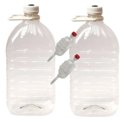 Image of Pair of 5 Litre PET Demi Johns with Caps, Grommets and Airlocks