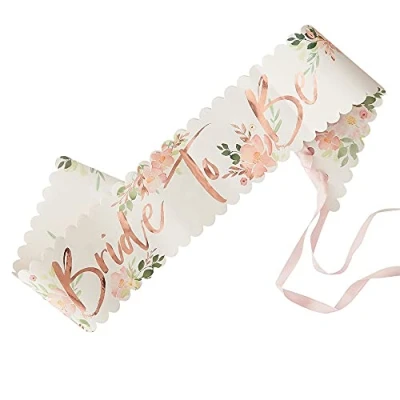 Image of Ginger Ray Floral Hen Party Rose Gold Foiled Bride To Be Sash Single Pack