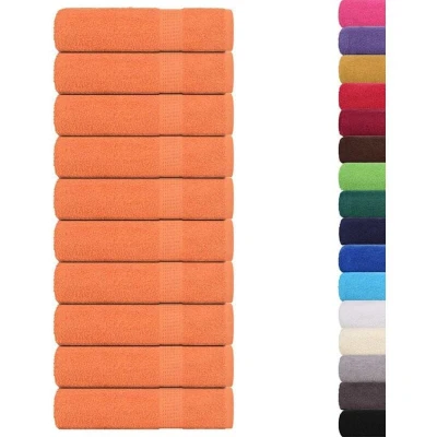 Image of vidaXL Bath Towels 10 pcs Orange 100x150 cm 360 gsm 100% Cotton