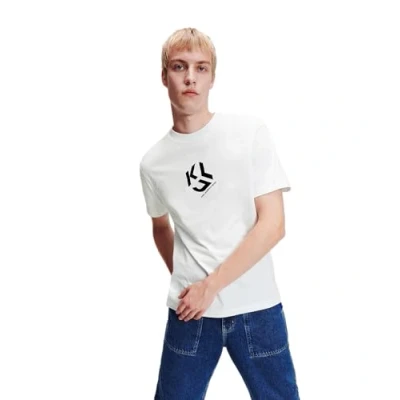 Image of KARL LAGERFELD JEANS, Mens, Regular Monogram Short Sleeve TEE, White, Large