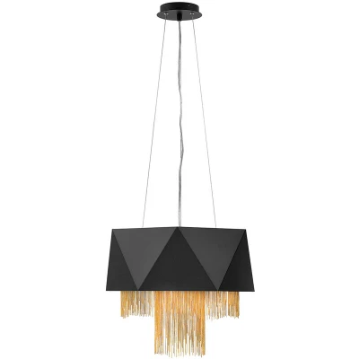 Image of Zuma 6 Light Pendant, Satin Black, Gold, E27