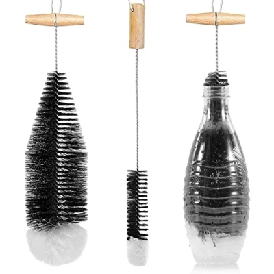 Image of WANGCL Bottle Brush for SodaStream Glass Bottles Scratch Free Cleaning Cleaner Carafe 0.6 Litres Soda Drinking Bottles(Pack of 2 Black
