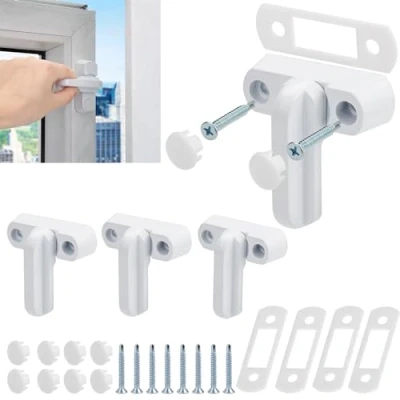 Image of Xiaheipi 4 Pcs Window Jammer Locks, Sash Blocker Jammer, Door Restrictor Security Locks for UPVC, PVC, Doors, Windows, Home