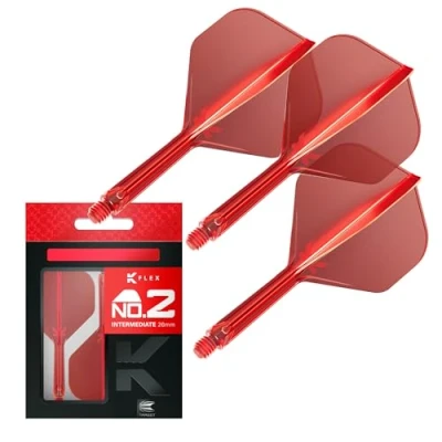 Image of TARGET Darts K Flex Integrated Dart Flight And Shaft, No.2 Red (Intermediate) Pack Of 3 No 2, Precision Moulded 2 In 1 Flights Stem Professional Accessories