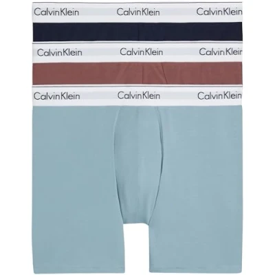 Image of Calvin Klein Men Boxer Briefs Stretch Cotton Pack of 3, Multicolor (Capri Rose Blue Shadow Arona), S