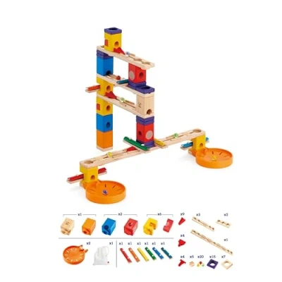 Image of Hape Music Motion Wooden Quadrilla Marble Run Construction STEAM Toy Playset for Kids
