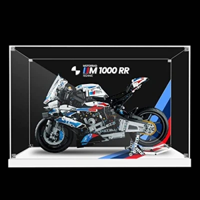 Image of Tirff Acrylic Dustproof Display Case Compatible with Lego 42130 Technic BMW M 1000 RR Motorcycle, Showcase, for (Not Included Model Kit) (Style 02)