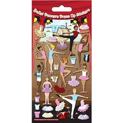 Image of Paper Projects Ballerinas 3D Puffy Reusable Craft Stickers Perfect for Activities Children and Adults on Non Porous Surfaces, 19.5cm x 9.5cm